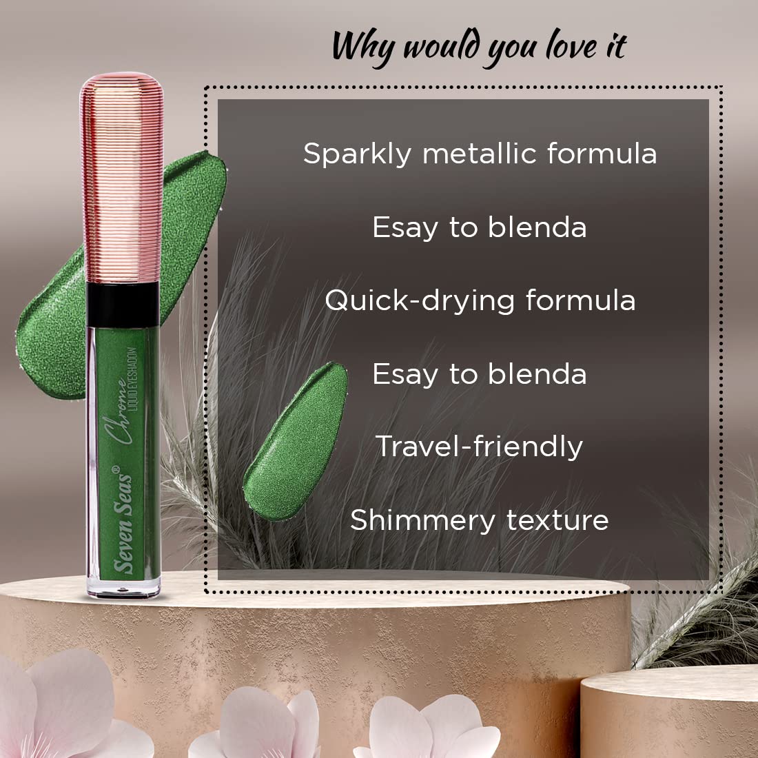 Seven Seas Chrome Liquid Eyeshadow Get Glitter Glow (Green)