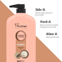 TryOnes Rice Water Shampoo|Prevents Hair Fall And Thinning |Promotes Recovery Shampoo, with Fermented Rice Water, Sulphate Free & Paraben Free, for 1000ml