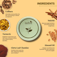 Mellow Herbals Nav-Abha Detan Face pack (50gm) with Almond Oil, Mulethi, Lodhara, Turmeric & Ghrta Laal Chandan | For Radiant, Even & Natural Looking Skin | Helps To Remove Sun Tan & Dark Spots | Ayush Certified | GMO, Paraben and Silicone Free
