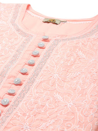 Ada Women's  Hand Embroidered Lucknowi Chikankari Cotton Straight Short Top Kurti A178625