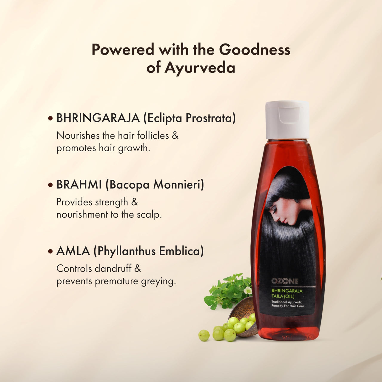 Ozone Bhringaraja Hair Oil - 100% Pure & Natural, Paraben & Sulfate Free, Reduces Hair Damage & Controls Hair Fall - 100 ml