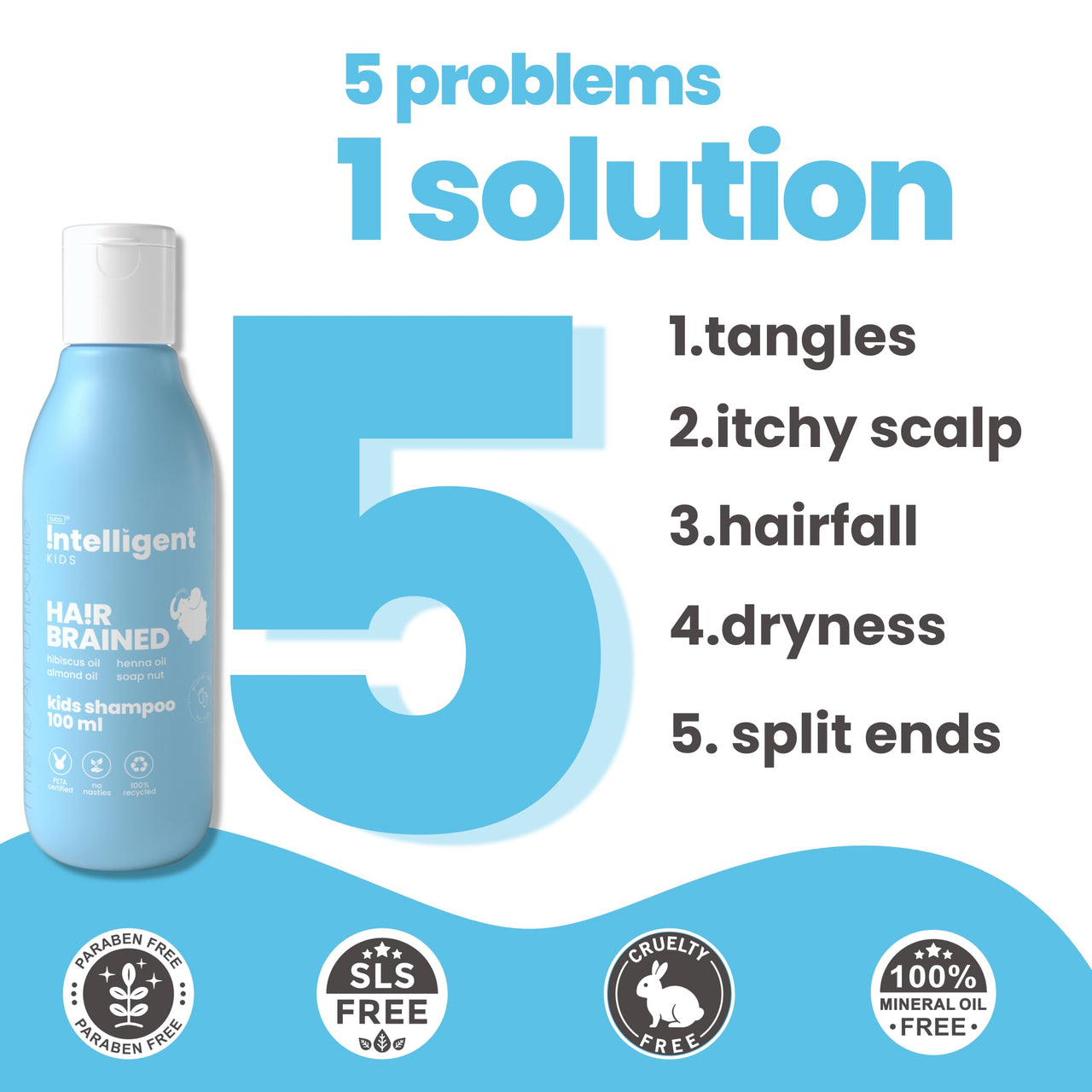 Tuco® Kids Mild Shampoo With Soapnut, Almond, Henna, Pomegranate | Ages 2-5, 4-10, 10-15, 5-10 Years | Paraben, SLS & Sulphate Free | pH 5.5, Vegan & Tear Free | 100 ml (Pack of 2) |