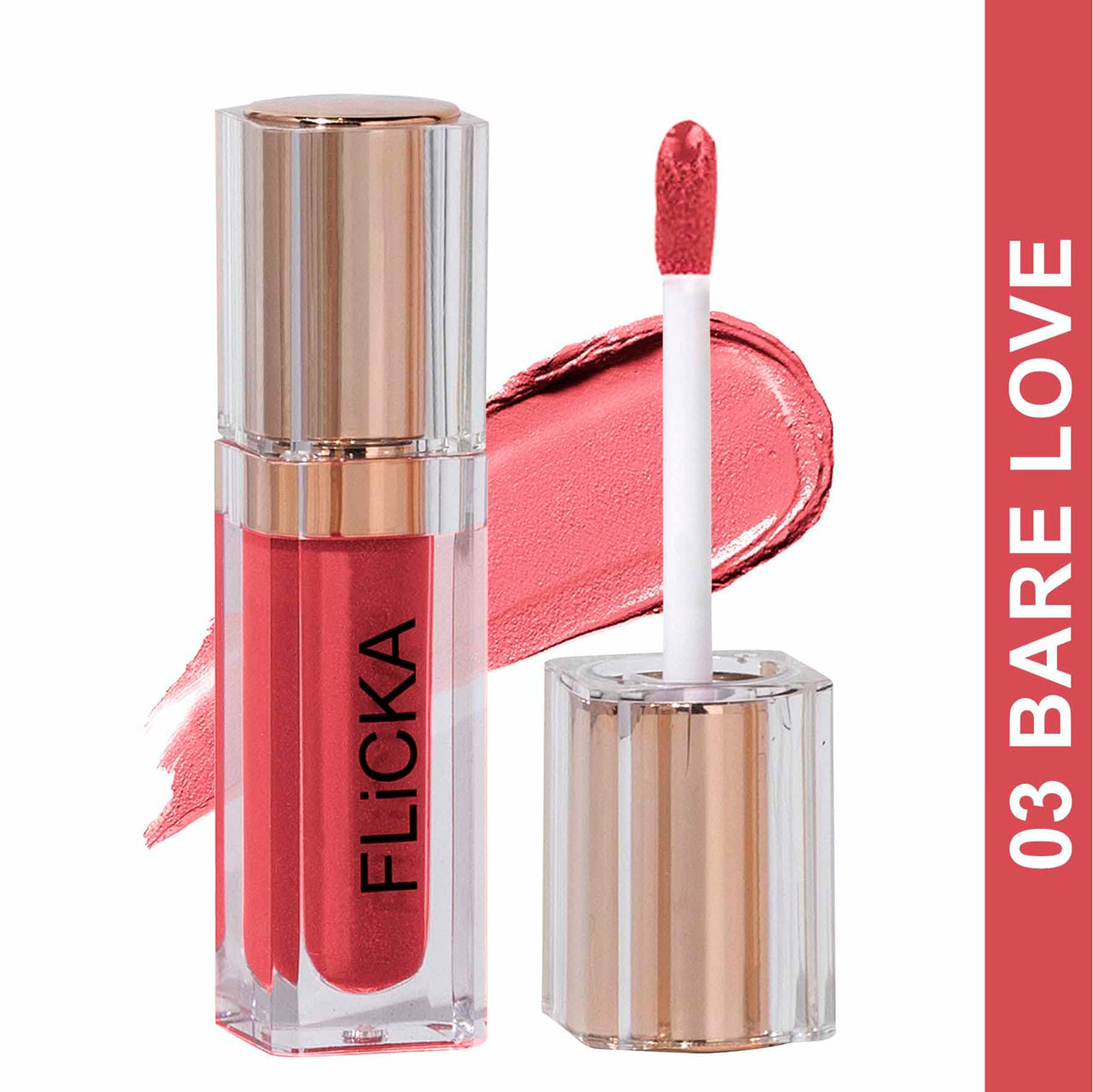 FLiCKA R U Ready Matte Finish liquid Lipstick For Women| Transfer Proof, Smudge Proof, Non-Sticky, Creamy Lightweight Lipstick For Women, 03 Bare Love 5ml