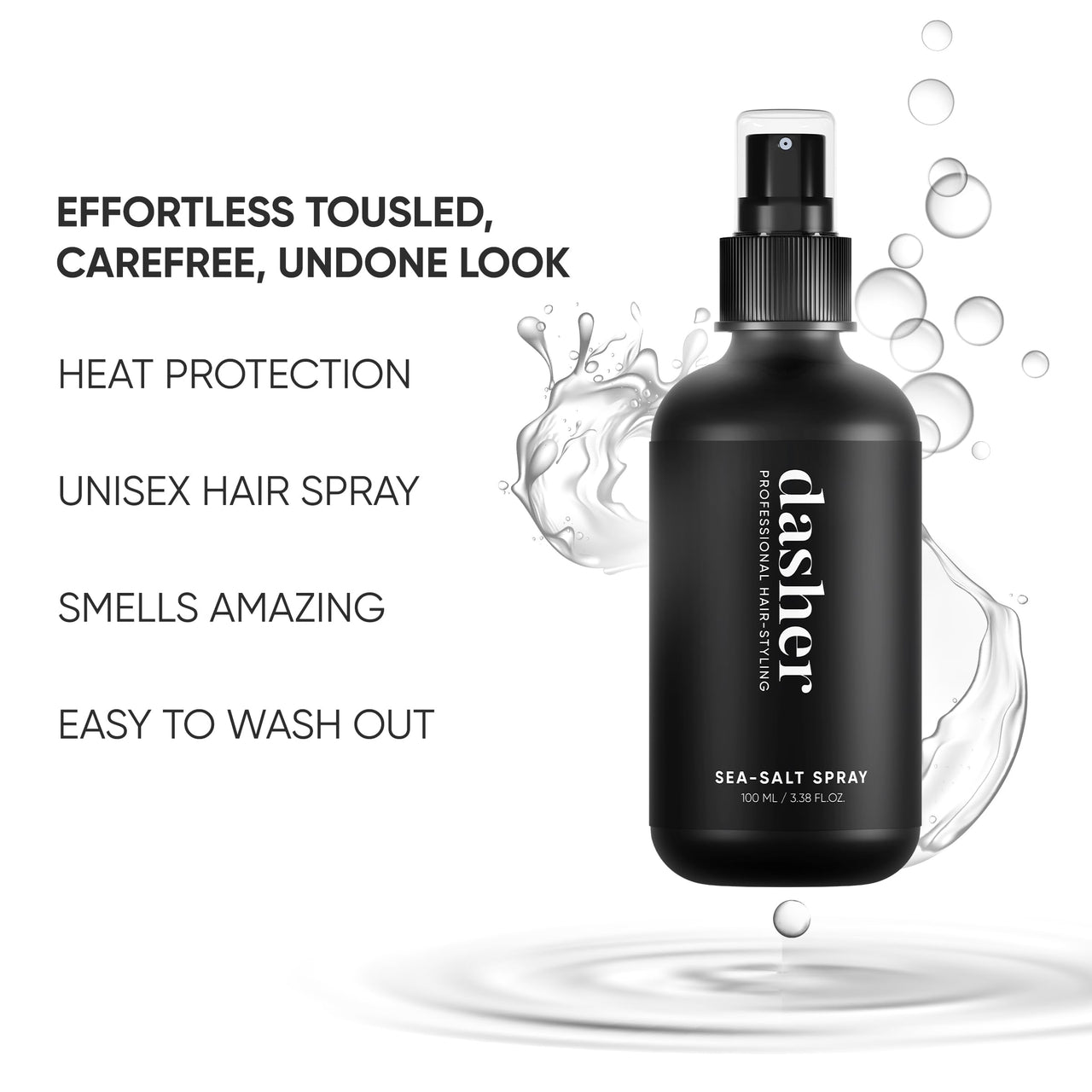 Dasher Sea Salt Spray (100ml) & Cream Pomade (100g), Medium Hold Puck, Water-Based, Volumizes & Texturizes Hair, With Bhringraj & Vitamin E