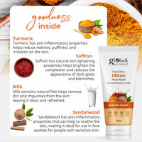Globus Naturals Pure Glow Ubtan Face Wash, Enriched With Saffron & Milk, For Radiance & GLow, Natural, Gentle & Mild, Suitable For All Skin Types, 75 gm (Pack of 2)
