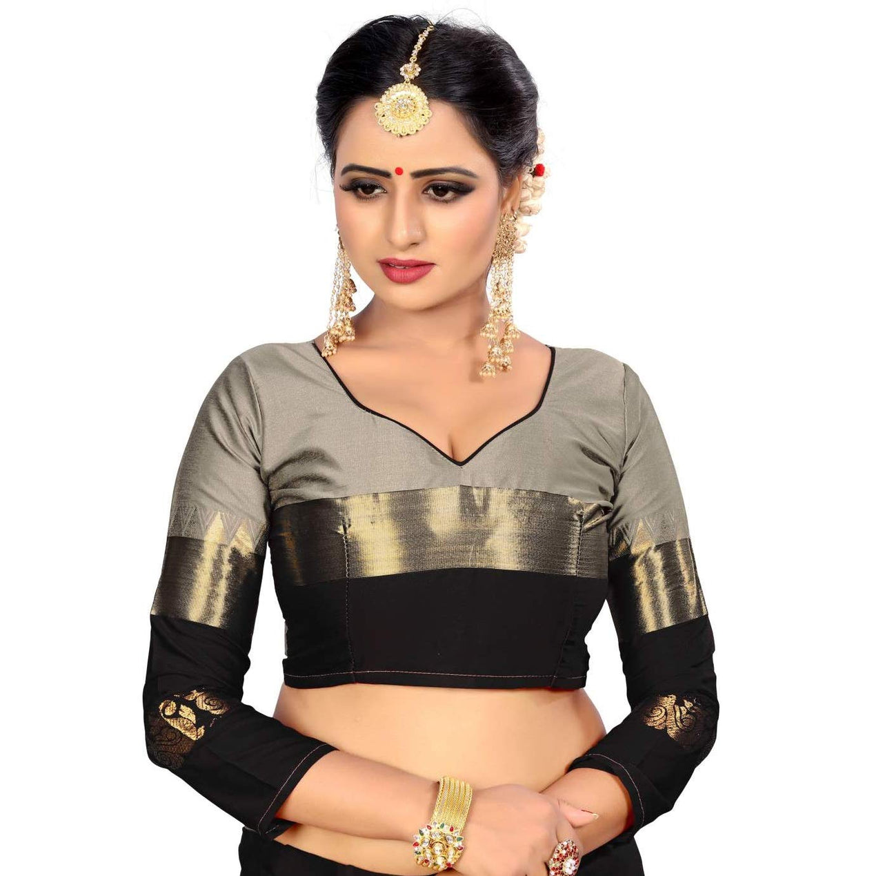 PAREVDEE Women's  Dobby Cotton Saree With Blouse Piece