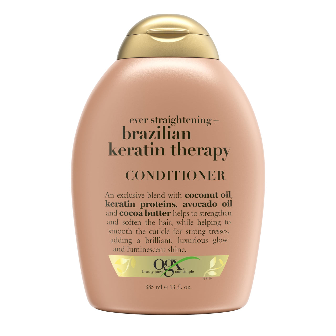 OGX Ever Straightening Brazilian Keratin Smooth Shampoo With Coconut Oil, Keratin Proteins, Avocado Oil & Cocoa Butter,Sulphate Free Surfactants, Paraben Free 385ml