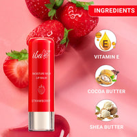 Iba Pure Lips Moisture Rich Lip Balm - Strawberry 4.5 g | For Pigmented Dry Damaged & Chapped Lips | Enriched with Cocoa Butter Shea Butter | Glossy Finish | 100% Natural | Halal Certified & Vegan