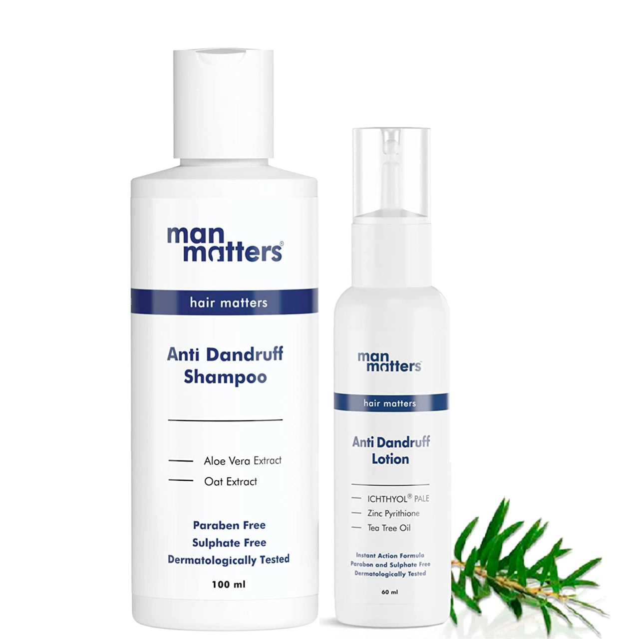 Man Matters Anti Dandruff Shampoo 100ml & Removal Lotion 60ml | Removes Heavy Dandruff, Reduces Flakes & Relieves Scalp Irritation | Kit for Stage 2 Dandruff