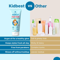 Healthbest Kids Hair Styling Gel - 50 ml - Organic Coconut Aloe Vera, Moringa, Argan & Kertine - Tear & Paraben Free - Enhances Vitamin B5 for Hair Growth & Damage Pack of 1