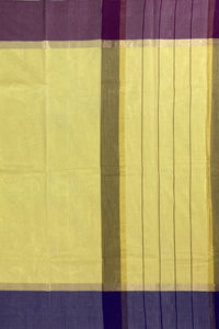 SENSAN Women’s Handloom Kanchi Cotton Saree with Blouse Piece [SKU:430] Light Beige×Navy Blue