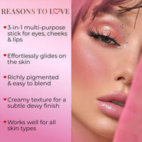 Just Herbs Magenta Muse Born To Blush Lightweight | Long Stay | Smooth Texture | Moisturises & Hydrates | Dewy Glow Blush Stick with Shea Butter & Cica for Eyes Cheeks and Lips For Women | 14g