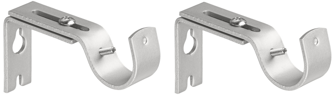Basics Adjustable Curtain Rod Wall Bracket Hooks, Set of 2, Silver Nickel - 4-Pack (8 Brackets Total)