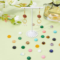 SUPERFINDINGS 40pcs 10mm Half Round Natural Cabochon 20 Color Flat Back Gemstone Cabochon Healing Quartz Chakra Crystal Stone for Bracelet Necklace Jewelry Making 40pcs 20 Colors