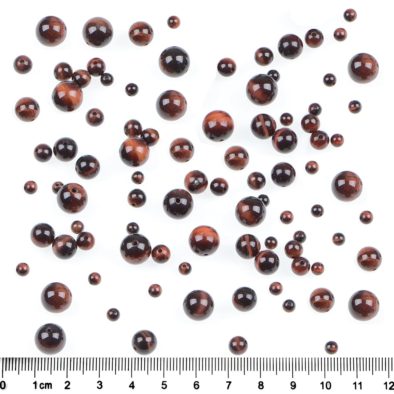 Bymitel 210pcs Natural Crystal Beads Stone Gemstone Round Energy Healing Loose Beads with Stretch Cord for Jewelry Making Bracelets Anklets (Red Tiger's  Eye, 4mm 210pcs) Red Tiger's  Eye