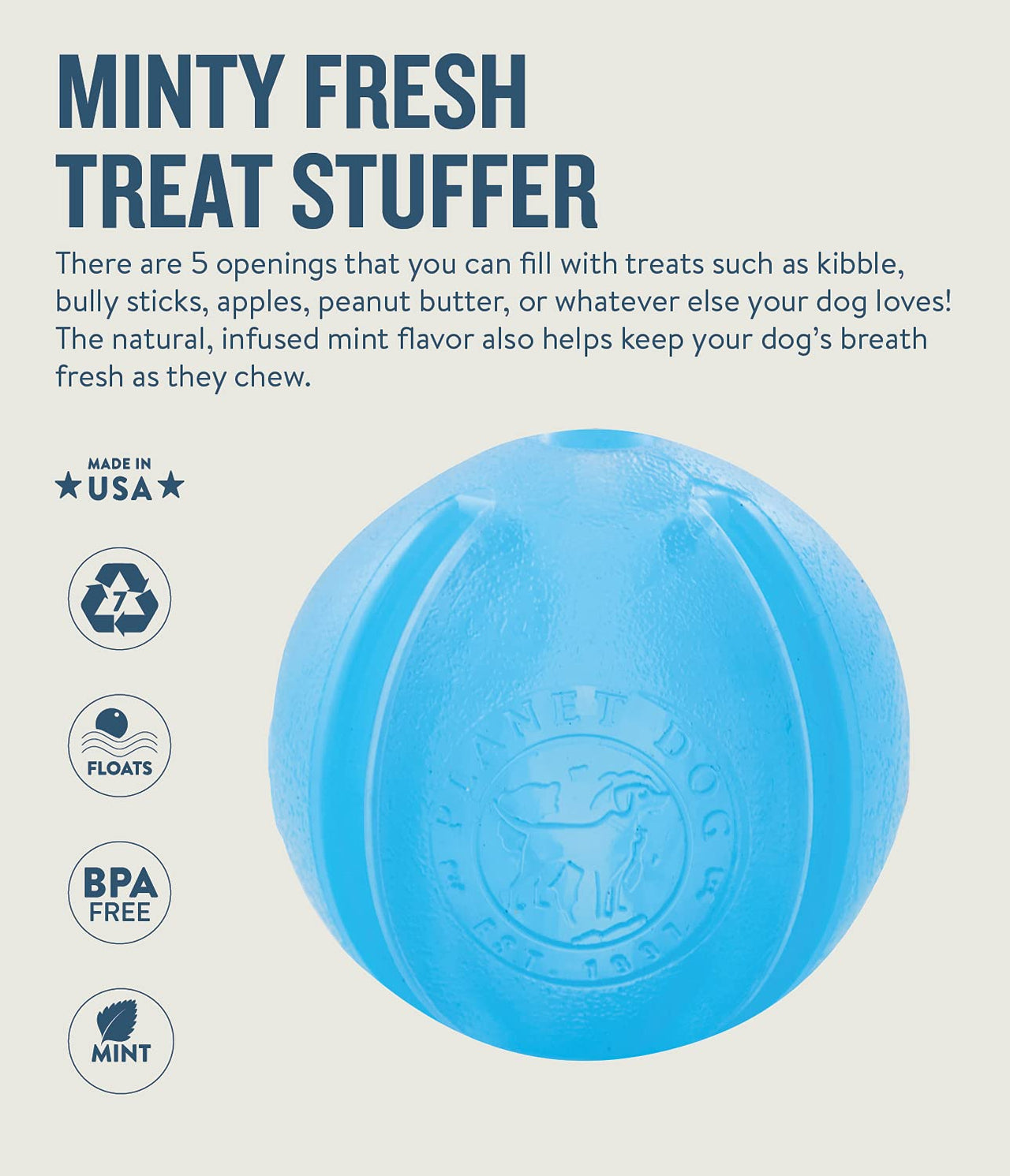 Planet Dog Orbee-Tuff Blue Guru Interactive Treat-Dispensing Puzzle Dog Toy