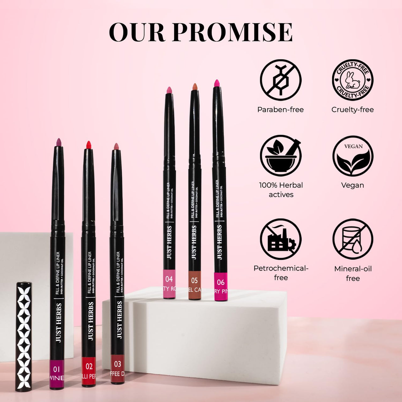 Just Herbs Fill & Define Lip Liner with Shea Butter and Coconut Oil Transfer Proof Long Lasting Creamy Matte Finish Lip Liner (Chilli Pepper, 0.3g)