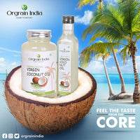 Orgrain India Certified Organic Raw Cold Pressed Extra Virgin Coconut Oil | Unrefined, Zero Heat Process, Supports Immunity, Hair & Skin, Massage, 100% Edible with Rich Tropical (250ml)
