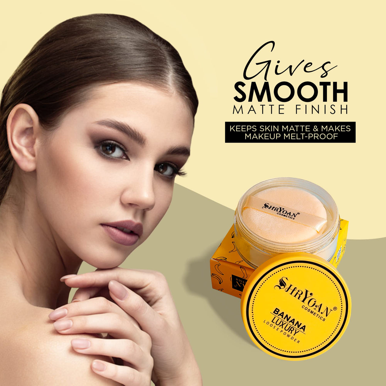 Shryoan Banana Luxury Loose Powder|Oil Control Banana Loose Powder | Make Up Setting Loose Powder| Long-lasting Coverage Reduces Shine (Pack of 2)