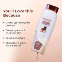 Naturali Deep Moisturising Body Wash With Shea Butter, Cocoa Butter & Murumuru Butter | Gently Cleanses | Deeply Hydrates & Nourishes | Strengthens Skin Barrier | Sulphate & Paraben-Free Formula | 200ml