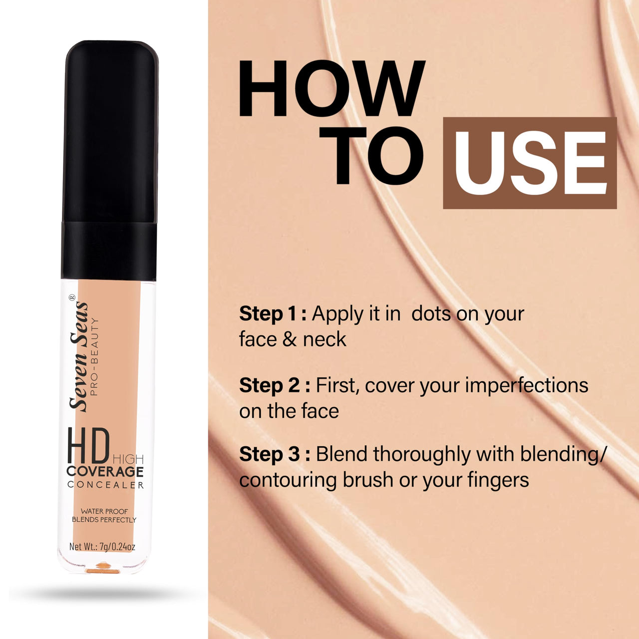 Seven Seas Water Proof | Long Lasting | Cover Spots | Full Coverage HD High Coverage Concealer (Chest Nut, 7g)