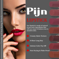Pijn Luxe Comfy Matt Lipstick Mud Brown | 12HR Long-Lasting, Smudge-Proof & Waterproof | Lightweight, Smooth Matte Finish With Vitamin E & Lip Repair | Lipstick for Women