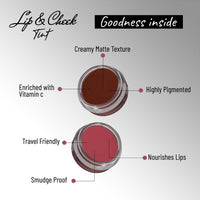 Seven Seas Lips & Cheek Tint Combo Pack of 2 | Matte Natural Blush for Women | Lip Tint with Vitamin E | Nourishing Cheek Tint (Maroon, Hippie Pink)