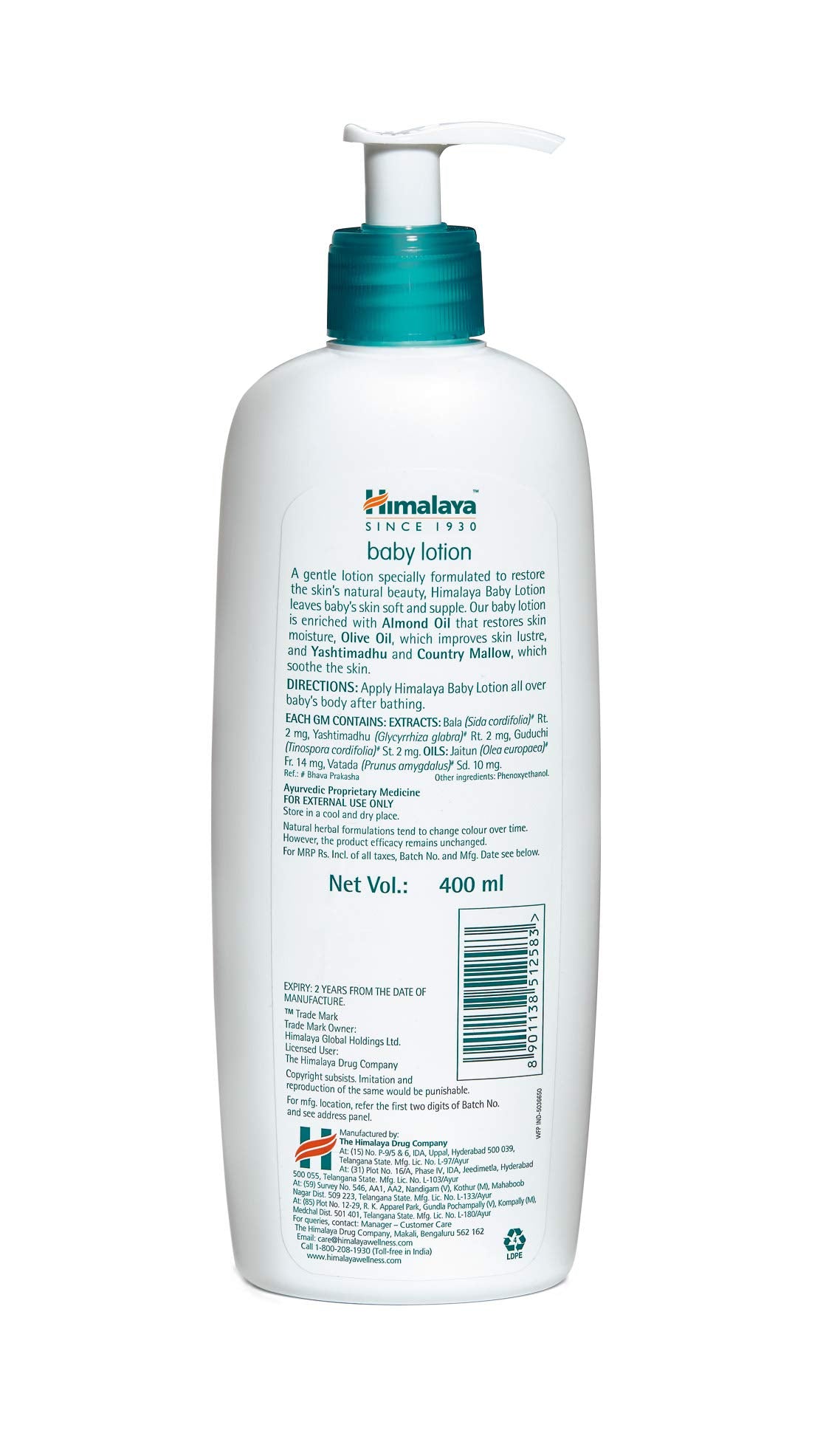Himalaya Baby Lotion (400Ml)&Baby Hair Oil 200 Ml