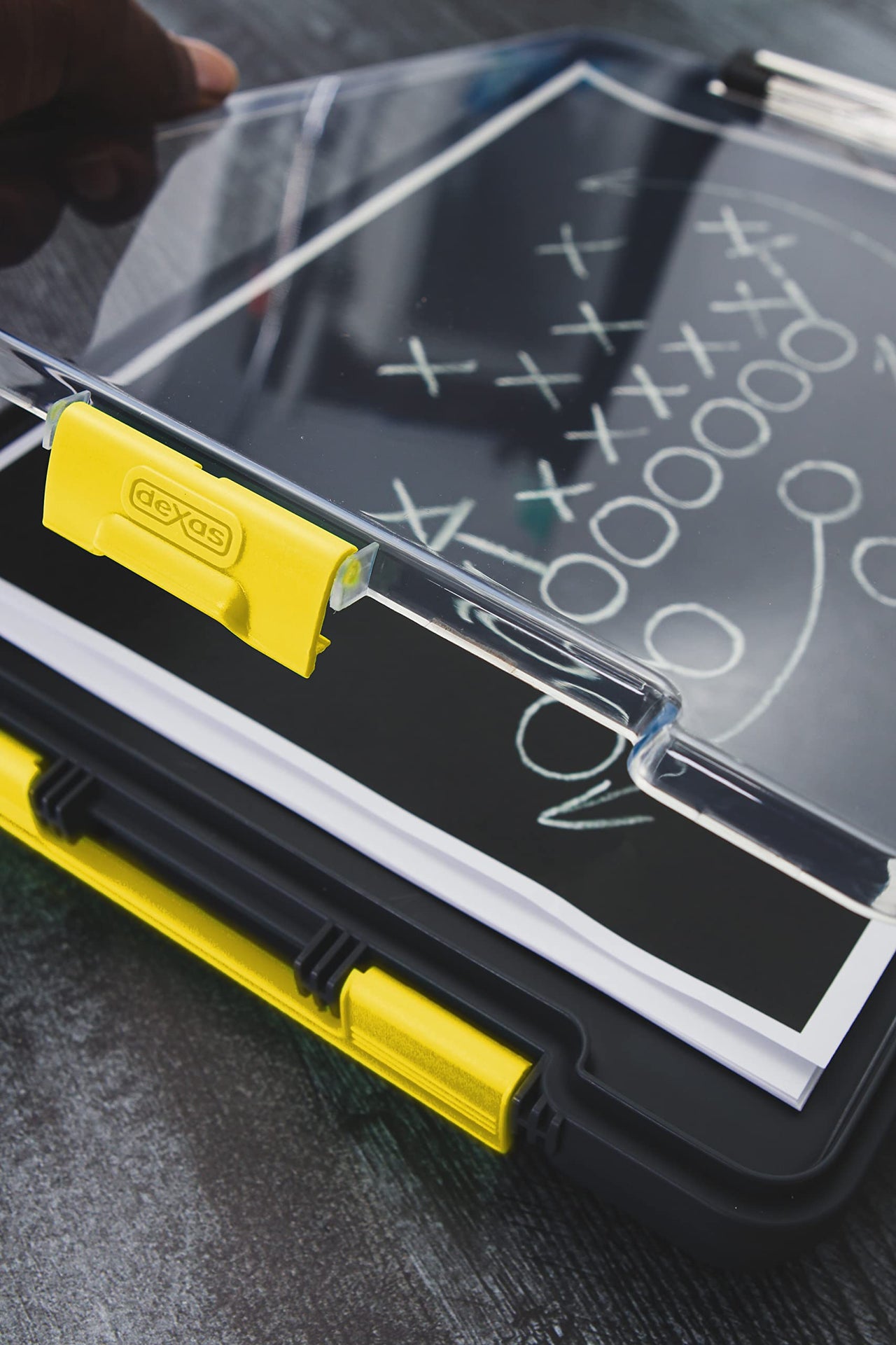 Dexas Clearview Clipcase Clipboard, 13.75 x 9.5 in, Gray/Yellow. See Papers Clearly Outdoors, Stay Organized and Dry. Ideal for Coaching, Teaching, homeschooling, Art, Trades, and Medical pros. Yellow