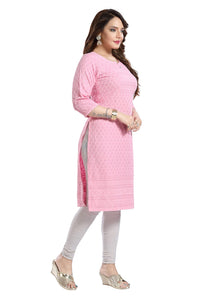 QUEEN SHIELD Women's  Knee Length Rayon Chikan-Kari KurtaKurti (QS_6631)