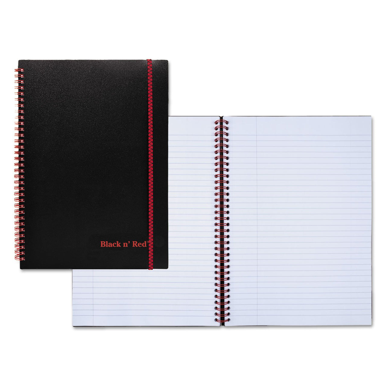 Black n' Red Notebook, Business Journal, 11-3/4" x 8-1/4", 70 Sheets, Ruled, Optik Paper, Scribzee App, Flexible Poly Cover, Wirebound, Black (E67008) 1 Count 11-3/4" x 8-1/4"