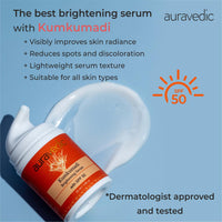 Auravedic Kumkumadi serum Sunscreen SPF 50 for oily skin,dry and combination skin Kumkumadi tailam face serum for glowing skin Brightening Serum for pigmentation and dark spot with kumkumadi oil