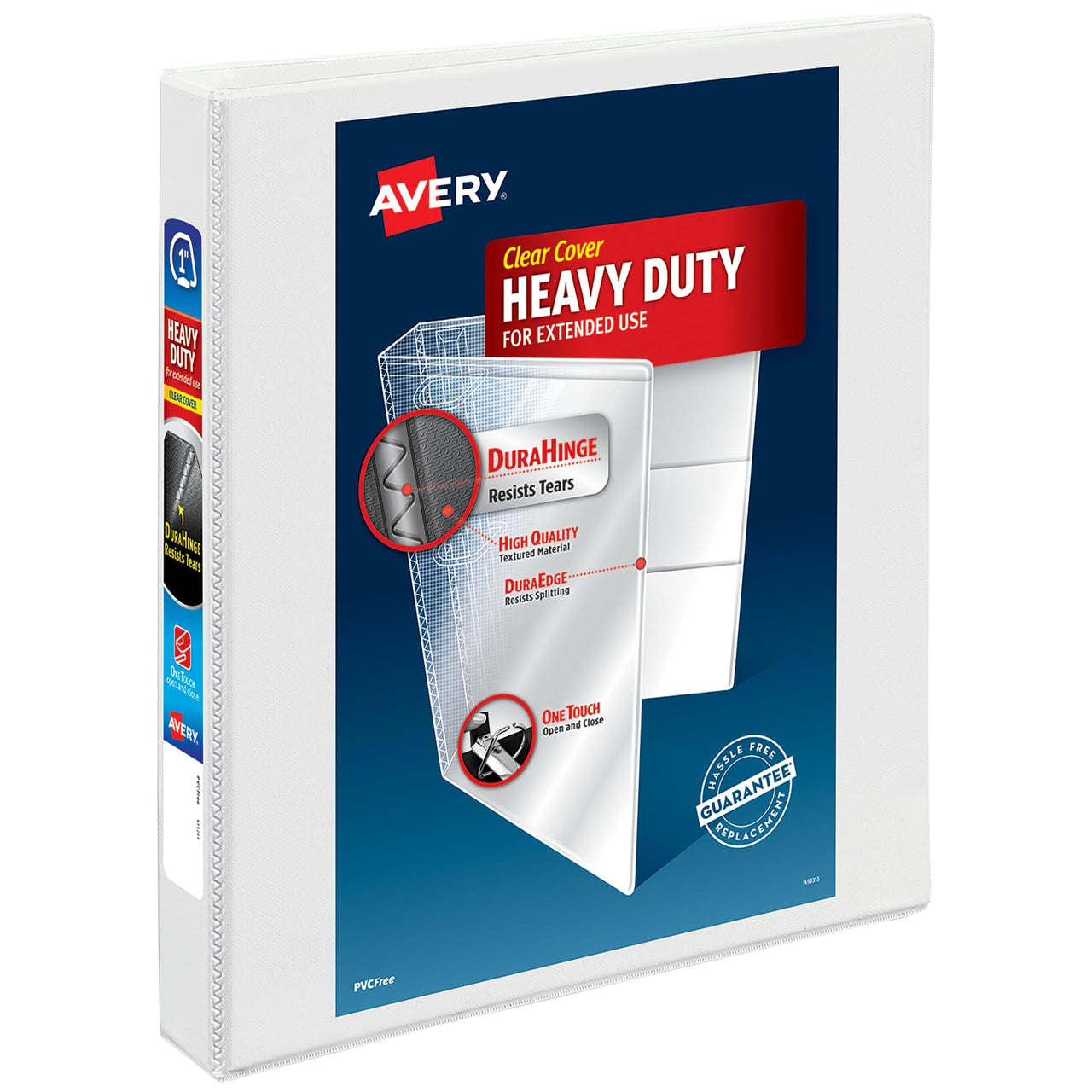 Avery Heavy-Duty View 3 Ring Binder, 1" One Touch Slant Rings, Holds 8.5" x 11" Paper, 1 White Binder (05304) 1" 1 Pack