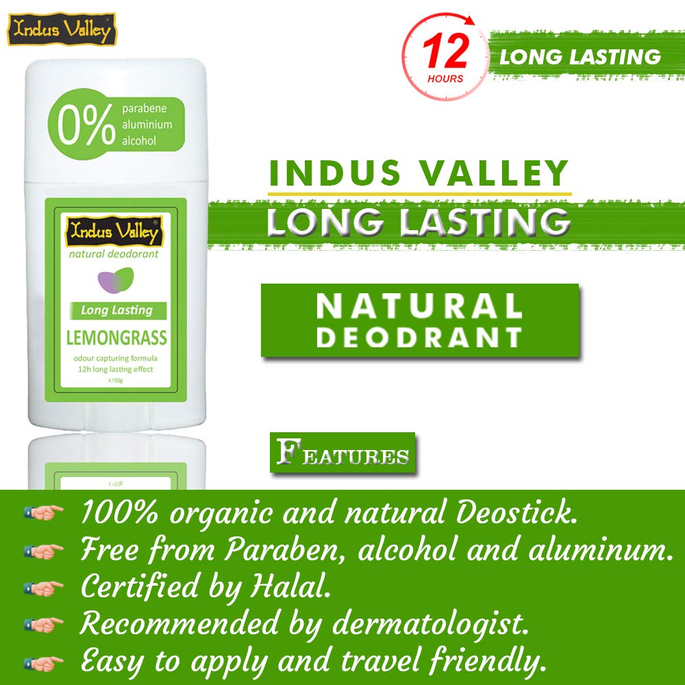 Indus Valley Combo Of Lavender And Lemongrass Deodorant Stick For Women, 50 G (Pack Of 2)