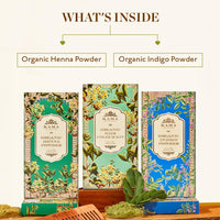 Kama Ayurveda ITM01361 Organic Hair Color Kit, Hair Color, Henna Powder and Indigo Powder, 200g - Multicolor (Pack of 1 each)