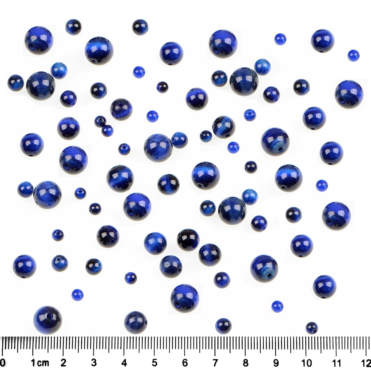 Bymitel 210pcs Natural Crystal Beads Stone Gemstone Round Energy Healing Loose Beads with Stretch Cord for Jewelry Making Bracelets Anklets (Blue Tiger's  Eye, 6mm 210pcs) Blue Tiger's  Eye