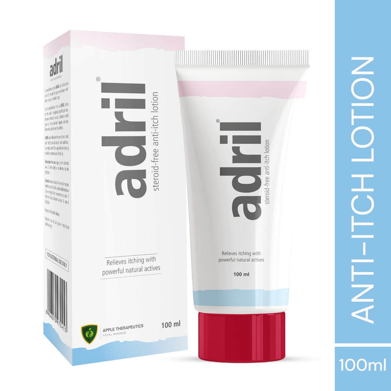 Adril Anti-Itch Lotion 100ml | Dermatologist Prescribed Lotion for Itchy Skin, Rashes, Pregnancy Itch | Natural Ingredients with Camphor, Menthol & Vitamin E | Hypoallergenic, Non-Greasy Lotion