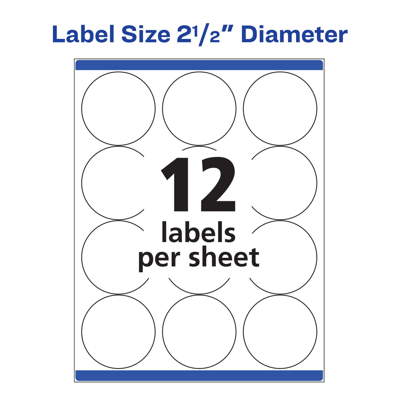 Avery High Visibility Printable Round Labels with Sure Feed, 2.5" Diameter, White, 300 Customizable Blank Labels Total (5294) 300 labels