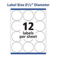 Avery High Visibility Printable Round Labels with Sure Feed, 2.5
