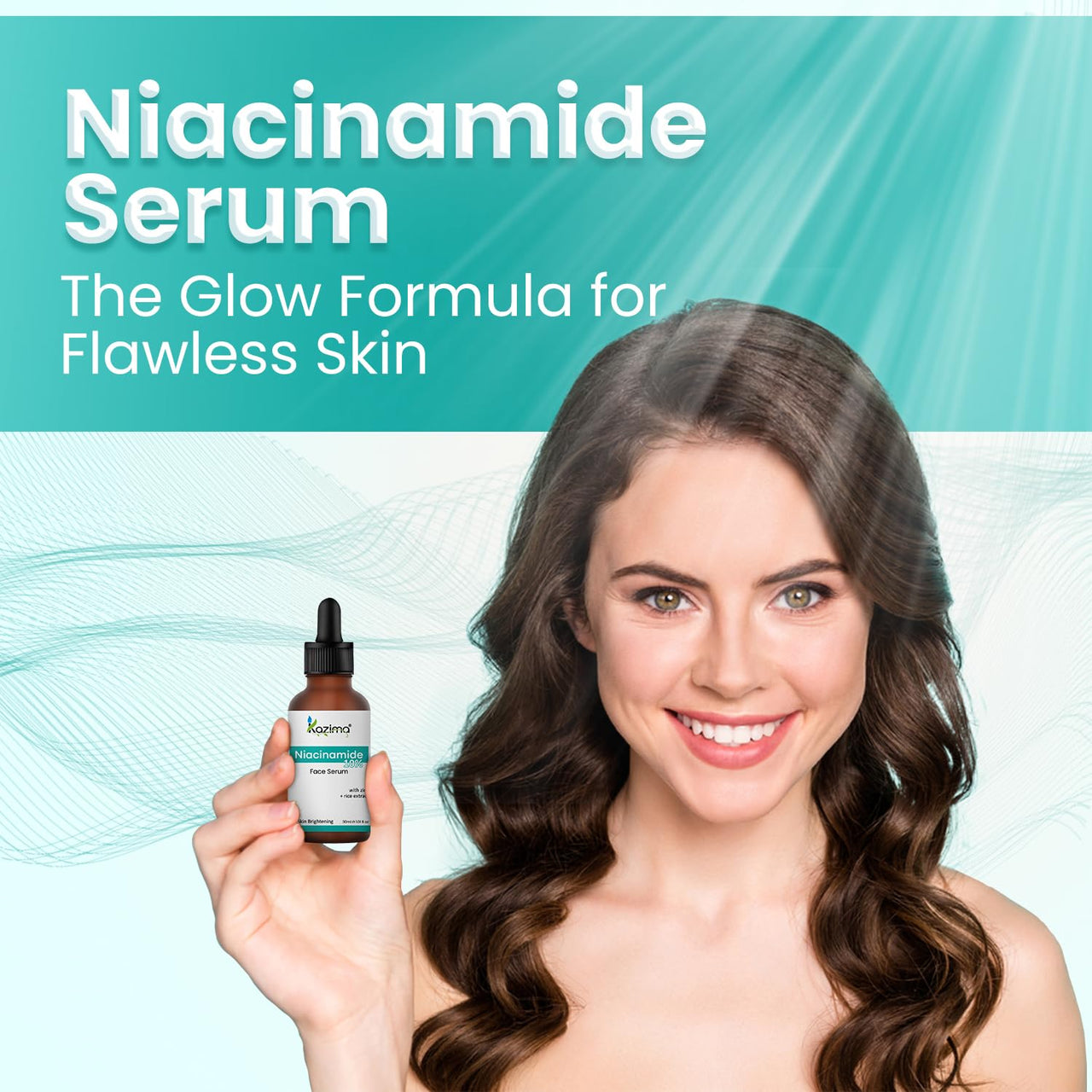KAZIMA 10% Niacinamide Face Serum for Acne Marks and Dark Spots, with Zinc and Rice Extract | Fades Blemishes, Reduces Hyperpigmentation & Balances Oil | Niacinamide Serum for Oily Skin | 30 ml