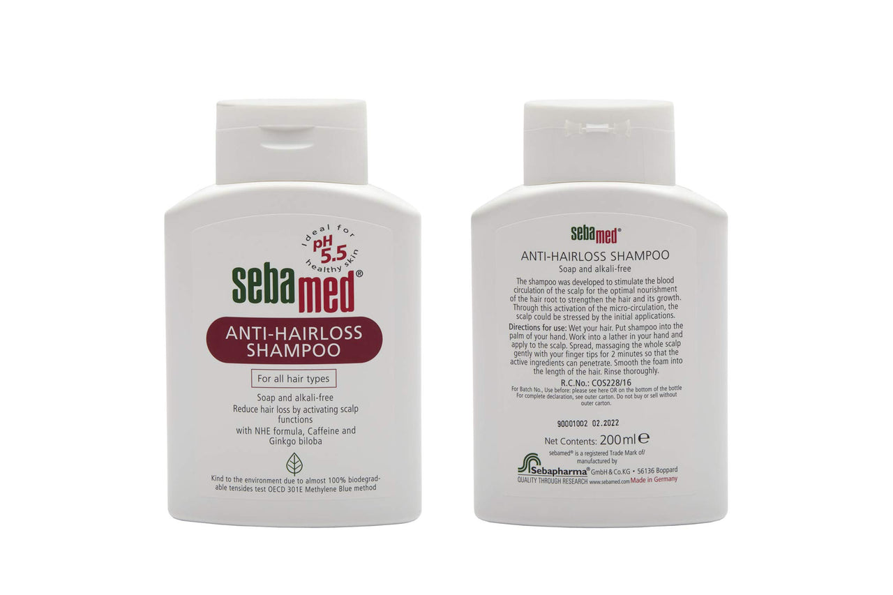 Sebamed Anti Hairloss Shampoo 200Ml | Ph 5.5 | Reduces Hairloss | Caffeine & Gingko Biloba | All Hair Types | Pack of 2