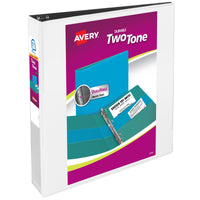 Avery Two-Tone Durable 3 Ring Binder, 1.5 Inch Slant Rings, Black/White View Binder (17287) 1.5