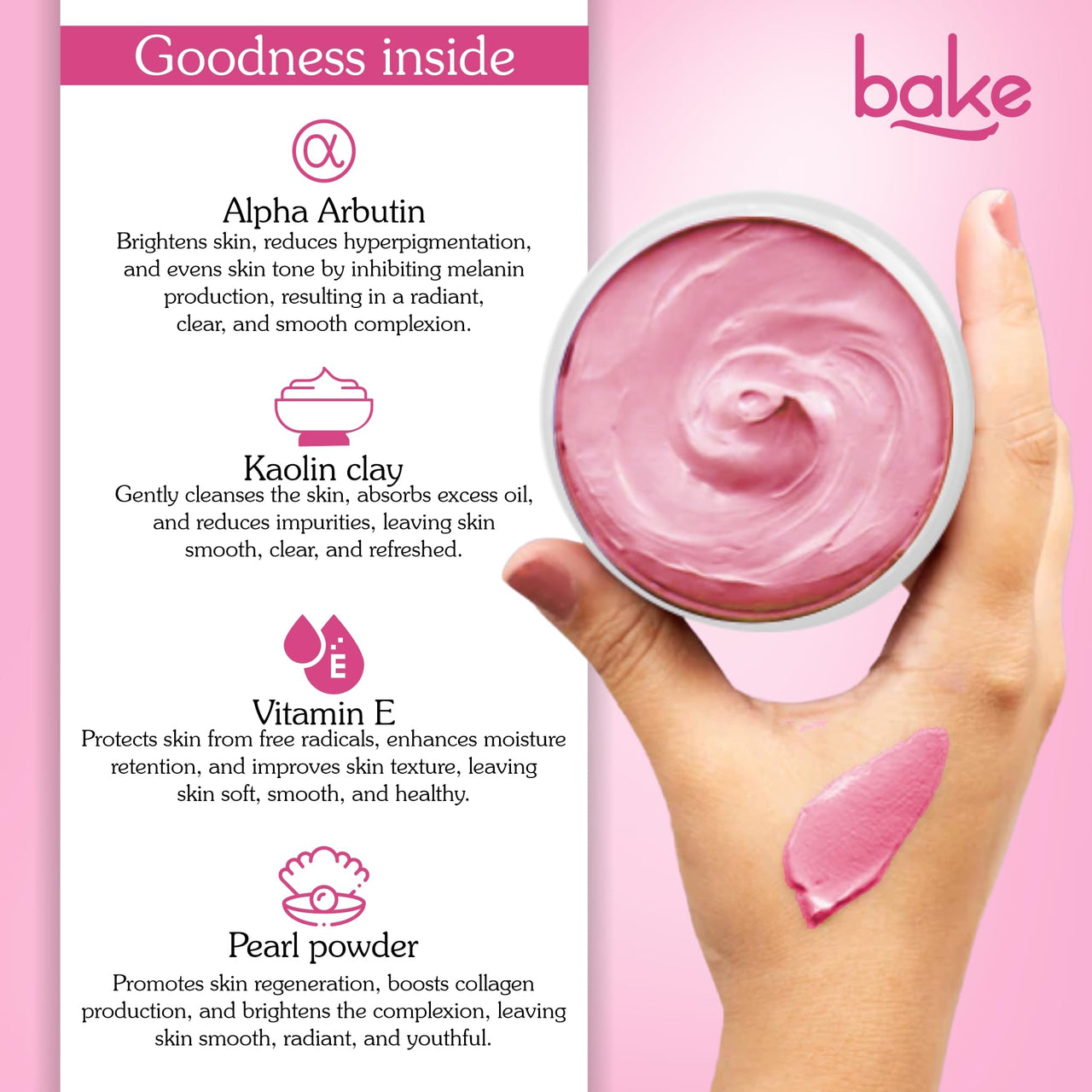 BAKE Anti Pigmentation Clay Mask with 2% Alpha Arbutin for Pigmentation, Dark Spots & Circles, Tan Removal | Anti Pigmentation Kaolin Clay Mask For Skin Brightening & Glowing | For Men & Women | 100g