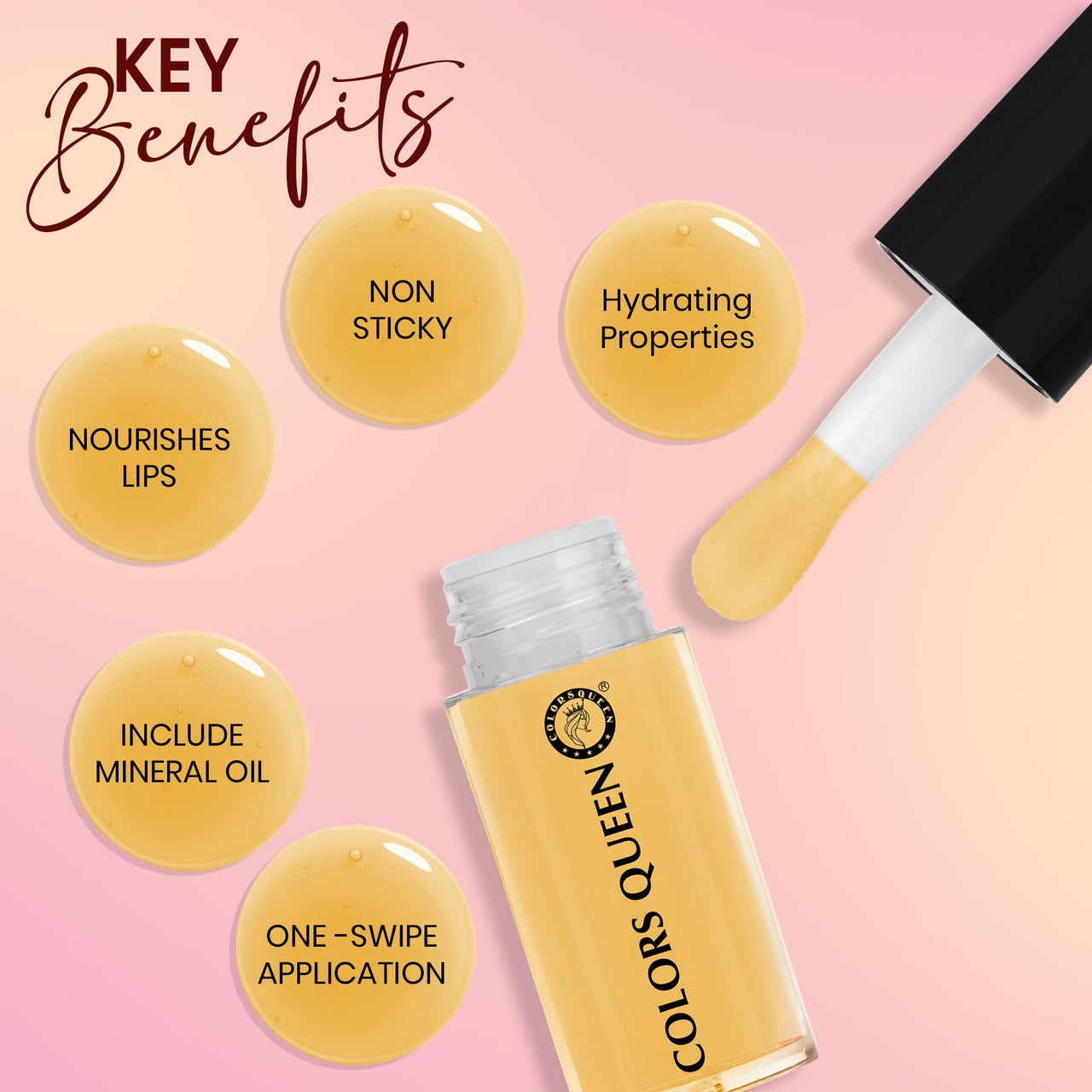 Colors Queen Lip Therapy Glossy Lip Gloss | Nourishing & Hydrating Formula | Lightweight, Highly Pigmented and One Swipe Application | Non Sticky Lip Gloss with Extra Large Applicator (02 - Avocado, 4.8ml)