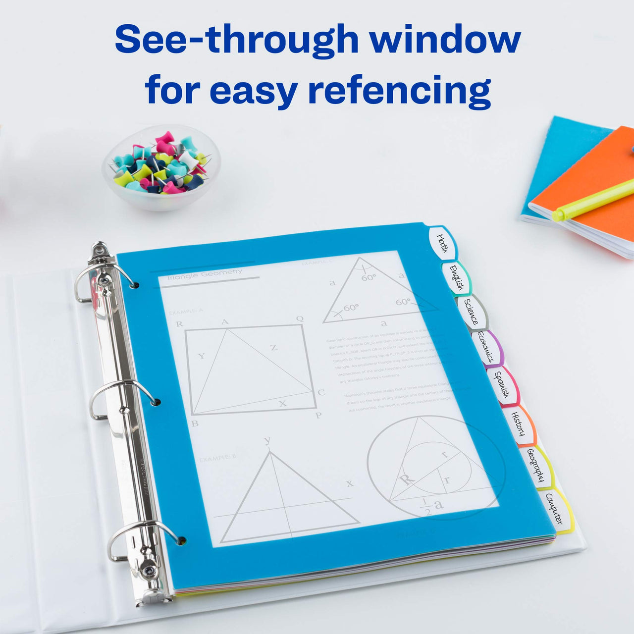Avery Ultralast Big Tab Plastic Dividers for 3 Ring Binders, 8-Tab Set, Multicolor with White Labels, 1 Set (24901) 8 tab