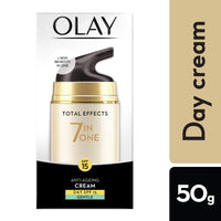 Olay Day Cream Total Effects 7 in 1, Anti-Ageing Gentle Moisturiser, 50g And Olay Day Cream Total Effects 7 in 1, Anti-Ageing SPF 15, 50g