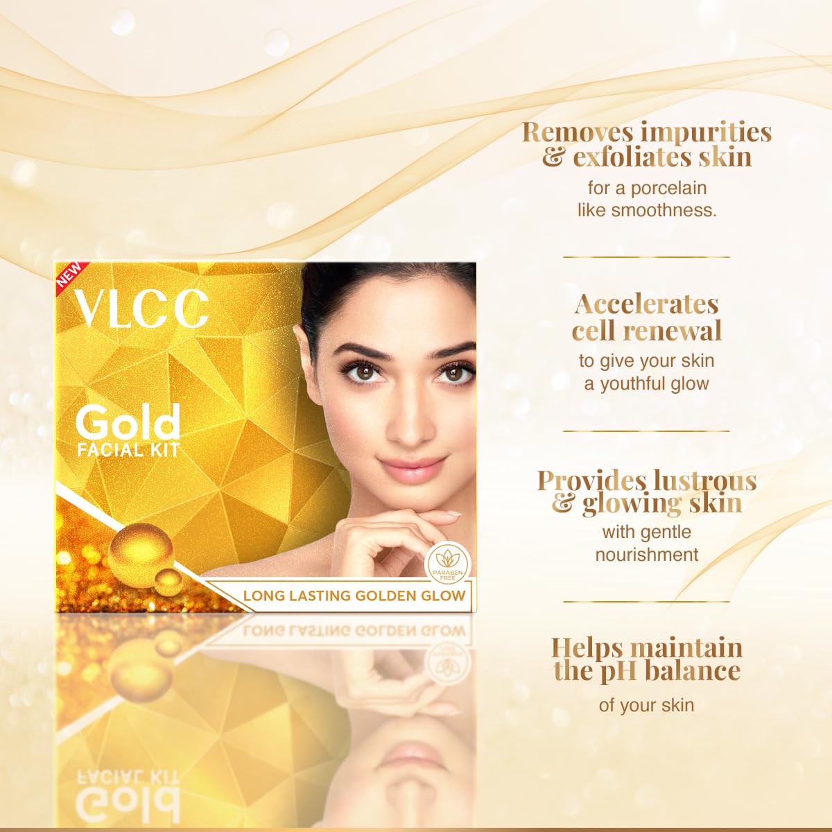 VLCC Gold Facial Kit, Bright & Glowing Skin - 60g X 2 (Pack of 2) | Pamper your Skin for a Luminous Glow | Parlour Glow with 24K Gold Bhasma, Rose Extracts, Turmeric & Aloe Vera.