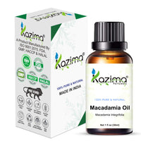 KAZIMA Macadamia Cold Pressed Carrier Oil - 100% Pure Natural & Undiluted For Skin care & Hair (30ml)