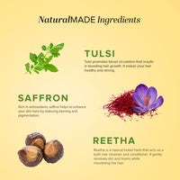 Khadi Natural Saffron, Tulsi & Reetha Hair Cleanser | Dandruff-Free, Thick Hair Care | Strengthens Roots, Adds Volume | No Sulphates | For all hair types | 210 ml