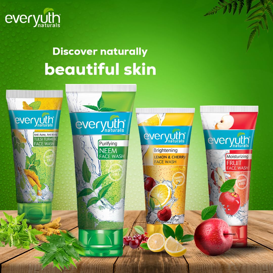 Everyuth Naturals Purifying Neem Face Wash|Antibacterial Neem&Tea Tree Oil|Hydrated,Clear&Healthy Skin|Paraben Free|100% Soap Free|Oily,Dry,Normal,Combination&Sensitive Skin -150 G (Pack Of 2)